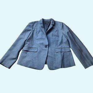 J. Crew Super 120 size 14 Gray 100% Wool Notch Neck One Button Blazer Jacket